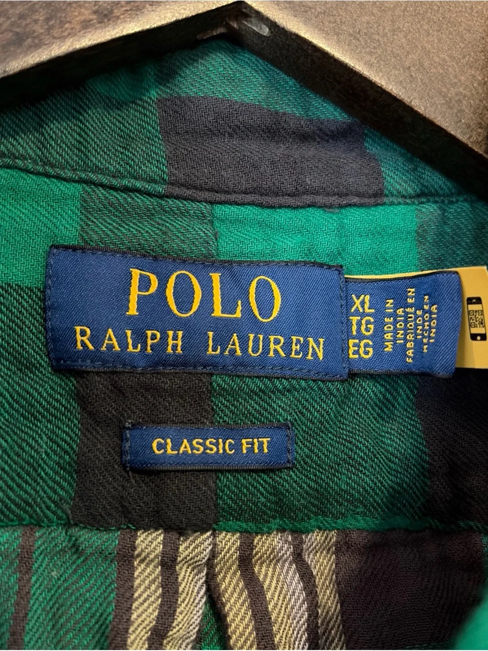 Polo Ralph Lauren Flannel Shirt Mens XL Plaid Check Lined Double Faced Green